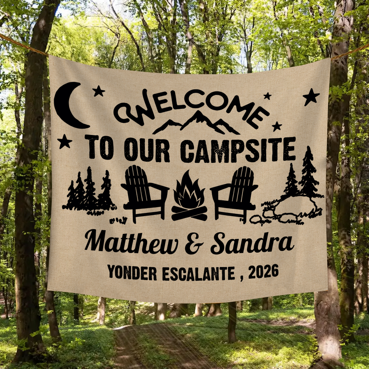 Personalized Welcome To Our Campsite Camping Tapestry, Gift For Camping Lovers HO82 903072