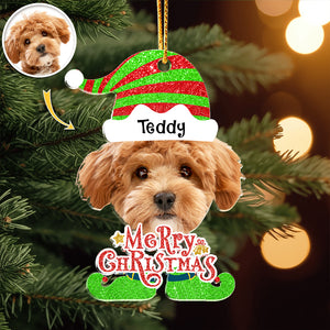 Custom Dog Photo Merry Christmas Acrylic Ornament Gift For Pet Lovers HO82 894828