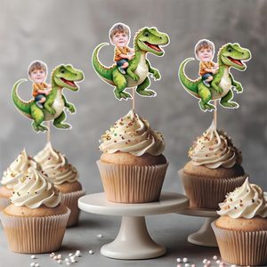 Custom Dinosaur Face Cupcake Toppers Dinosaur Birthday Decor HA75 892114