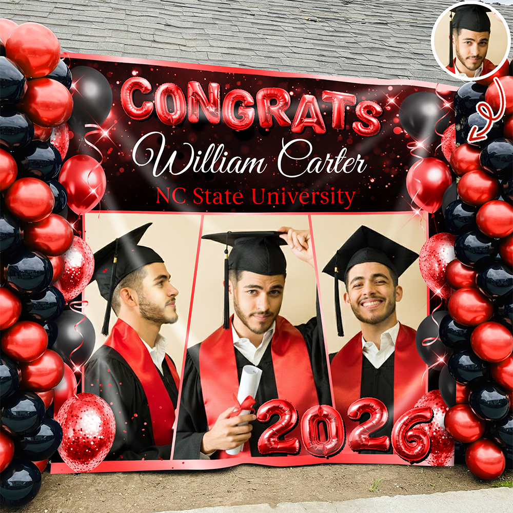 Custom Photo Congrats 2026 Graduation Balloons Backdrop HA75 920468