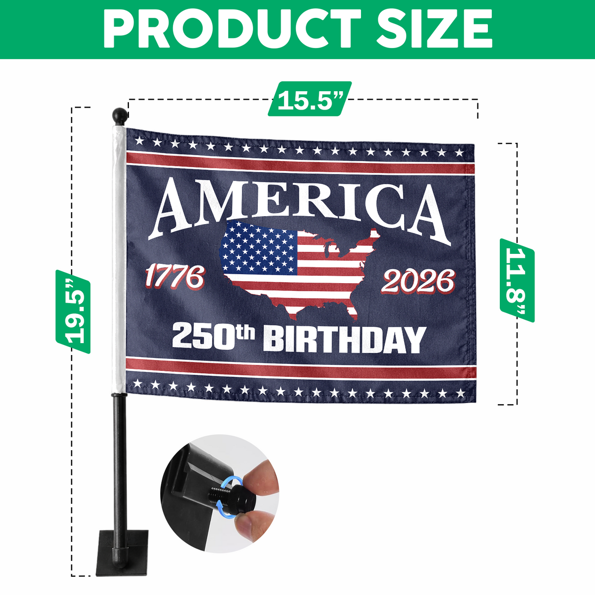 America 250 Birthday 1776-2026 4th Of July Car Flag HA75 898856