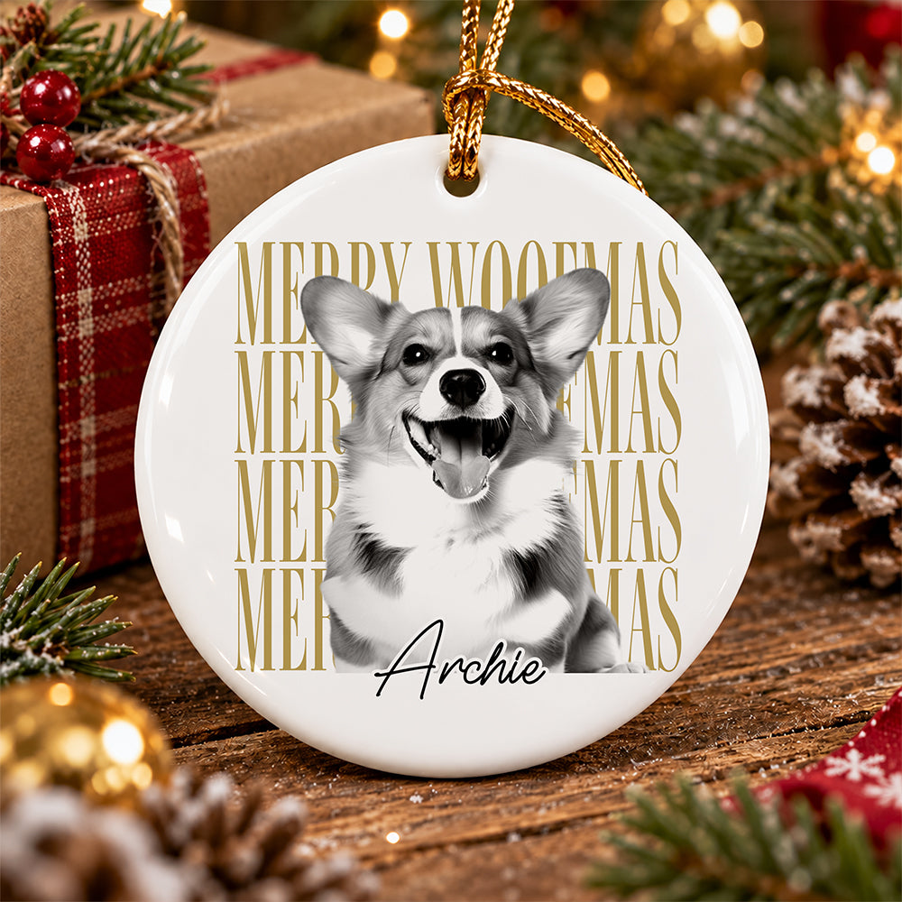 Personalized Vintage Dog Cat Photo Merry Christmas Ceramic Ornament HA75 919280