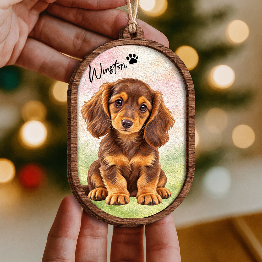 Custom Dog Photo Christmas 2 Layers Wooden Ornament LM32 670197