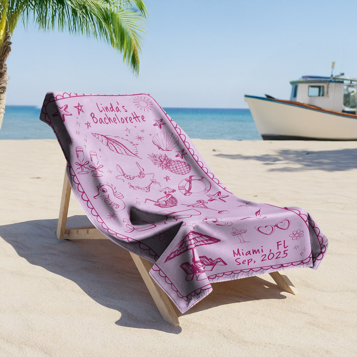 Personalized Location and Name Party Summer Bachelorette Beach Towels LM32 893443
