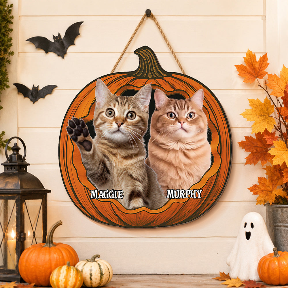 Custom Photo Pumpkin Halloween Pet Door Sign - Gift for Pet Lovers HO82 903162