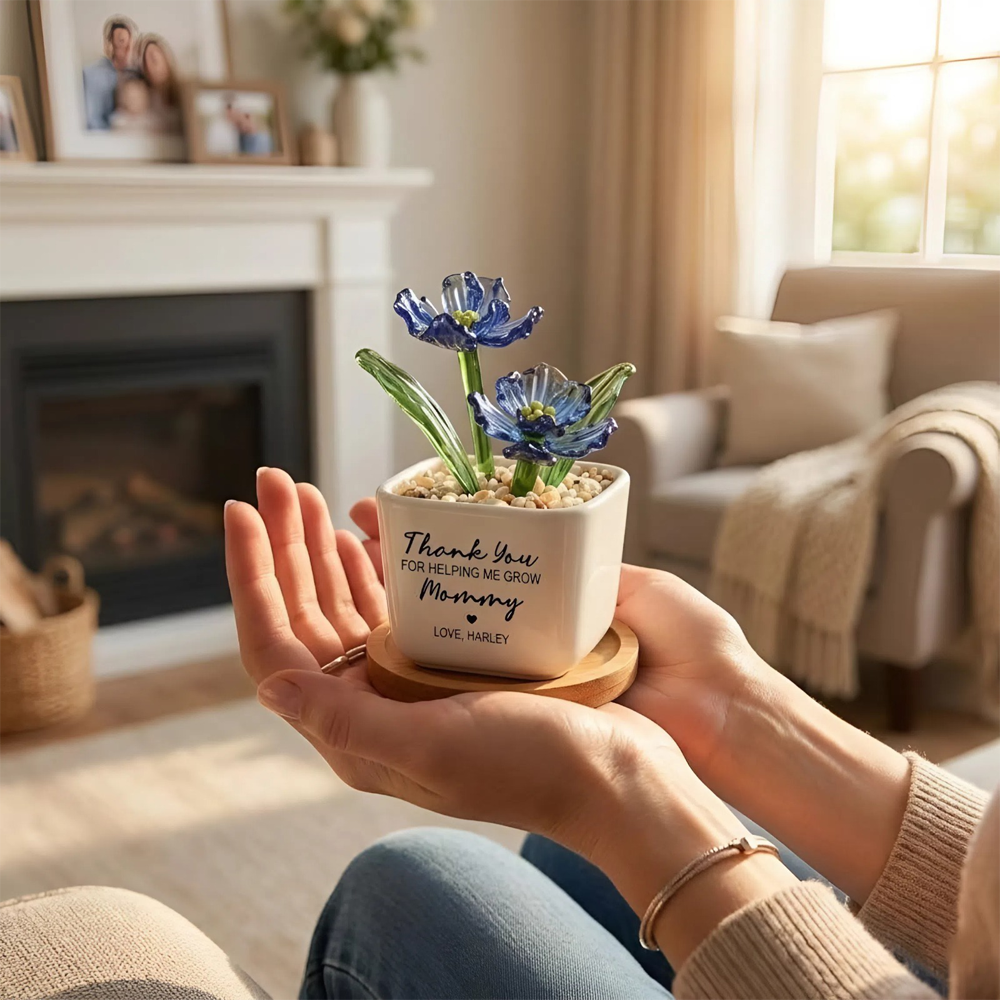 Personalized Tulip Glass Flower Pot - Unique Birthday Gift For Mother, Happy Mother's Day HA75 920800