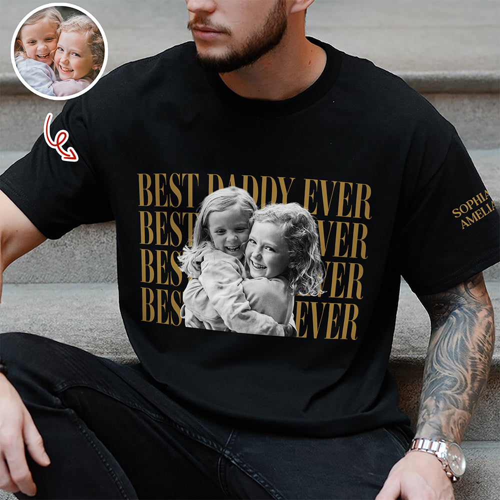 Personalized Vintage Photo Best Dad Mom Ever Short Sleeve Print Shirt HA75 921588