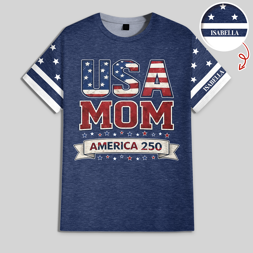 Custom Name USA Mom With America 250 AOP Shirt HO82 901914