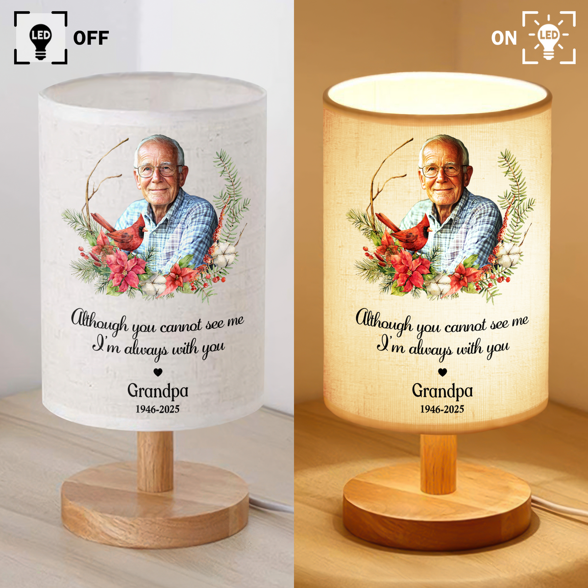 Custom Photo You Will Remain In Our Hearts Forever Memorial Fabric Lamp HA75 892360