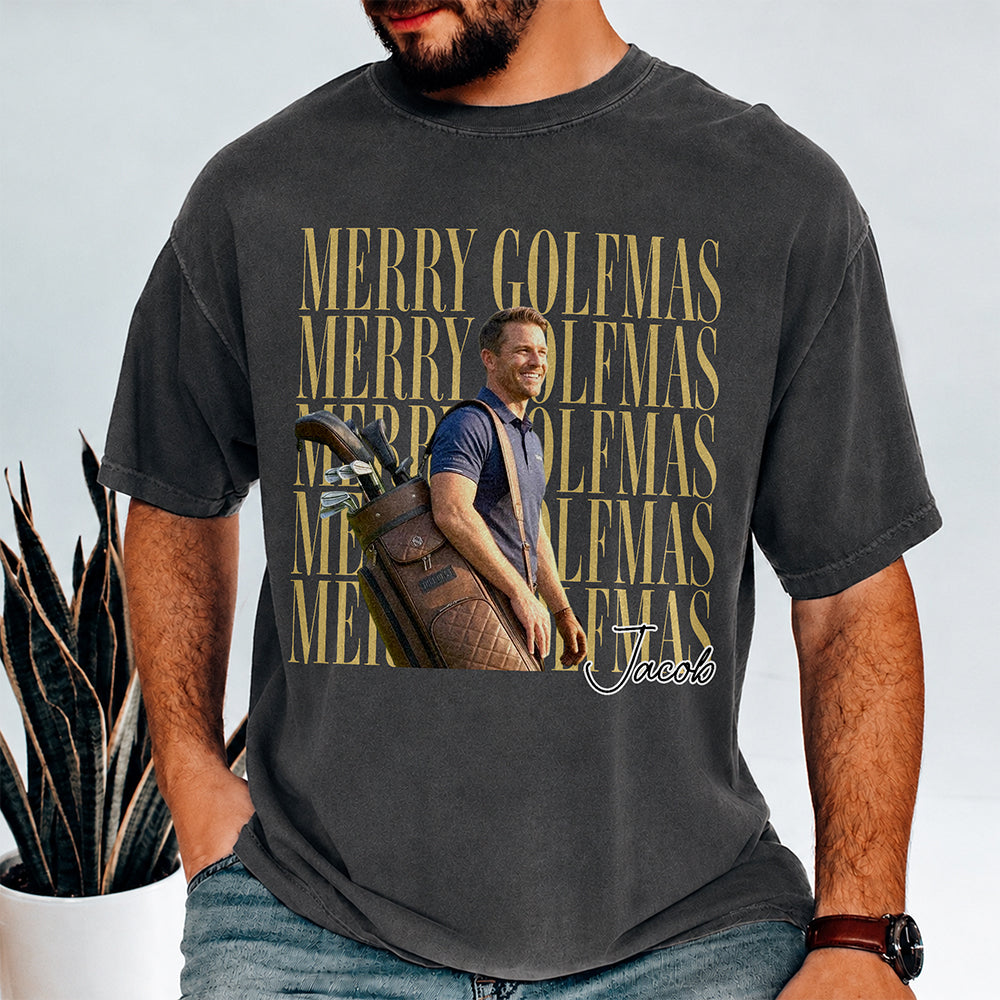 Personalized Vintage Photo Merry Golfmas Comfort Shirt Gift for Golf Lovers HA75 922118