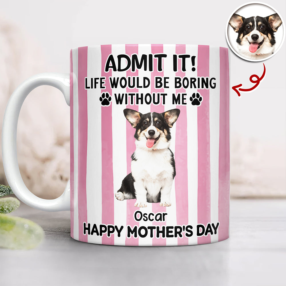 Custom Pet Photo Life Would Be Boring Without Me Dog Mug Mother's Day Gift HA75 920714