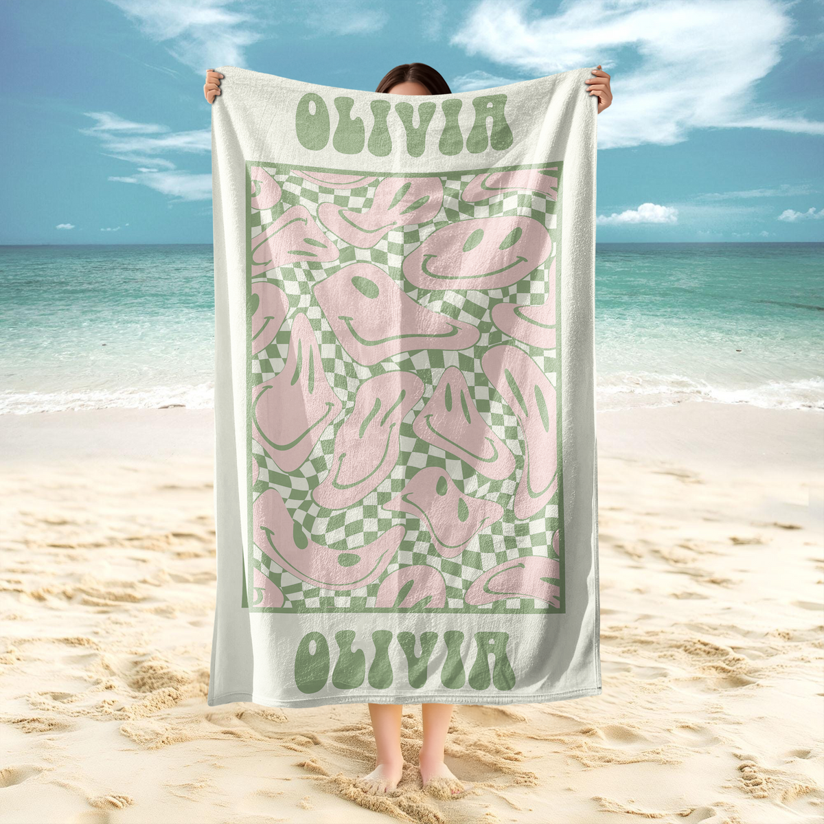 Personalized Smile Flower With Name Best Retro Summer Beach Towels LM32 893669