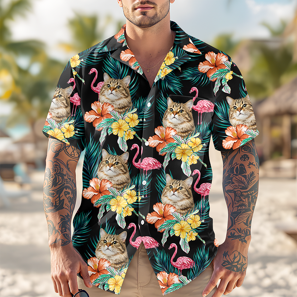 Custom Funny Photo Cat Flamingo Hawaii Shirt Summer Gift HA75 892228
