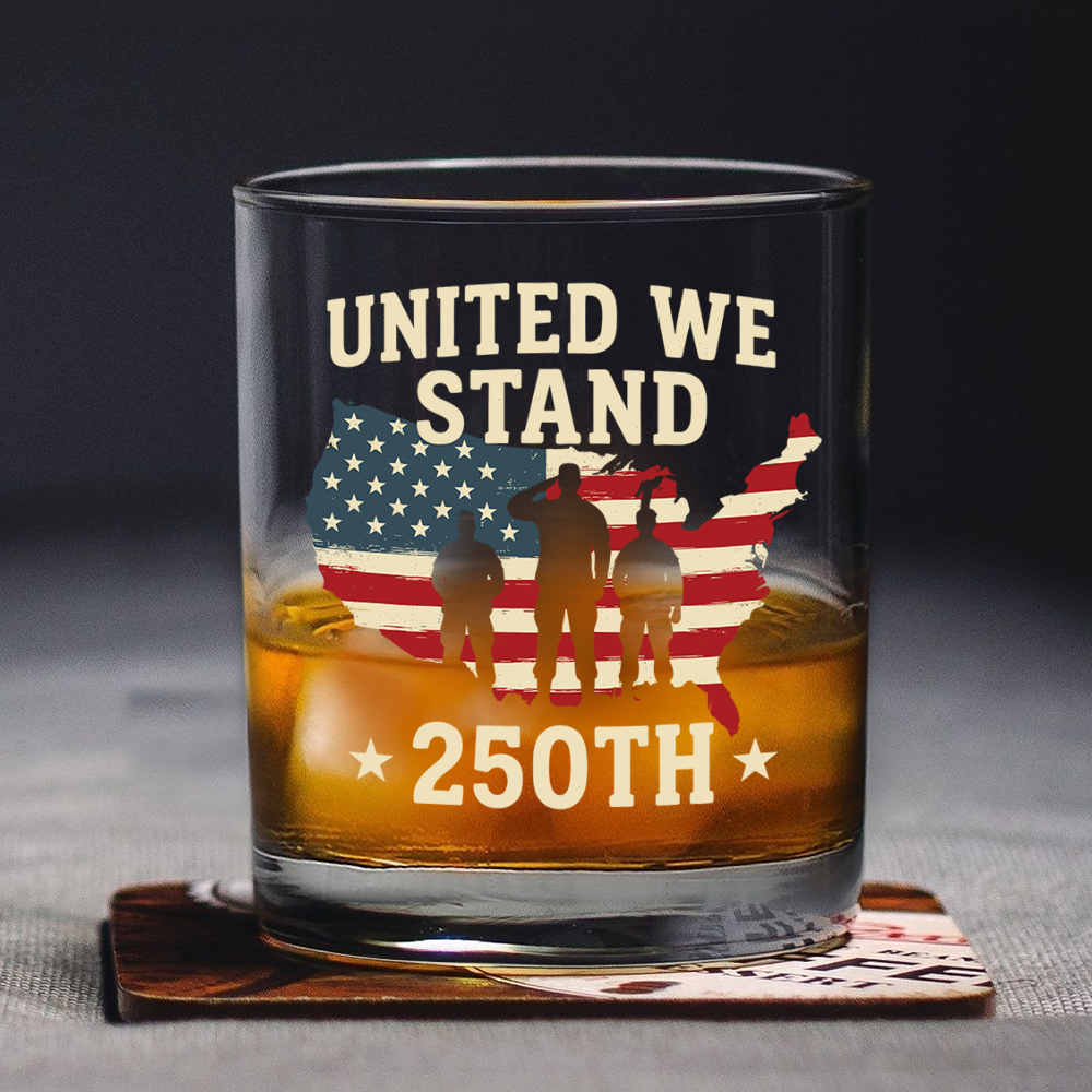 United We Stand 250th Anniversary USA Veteran Whiskey Glass HA75 897310