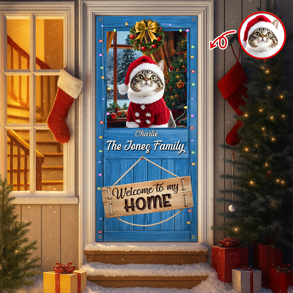 Custom Cat Photo Welcome To Our Home Peeking Pets Door Cover HO82 900244