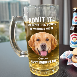 Admit It Life Would Be Boring Without Me Dog Cat Custom Photo Glass Beer Mug CH07 895476