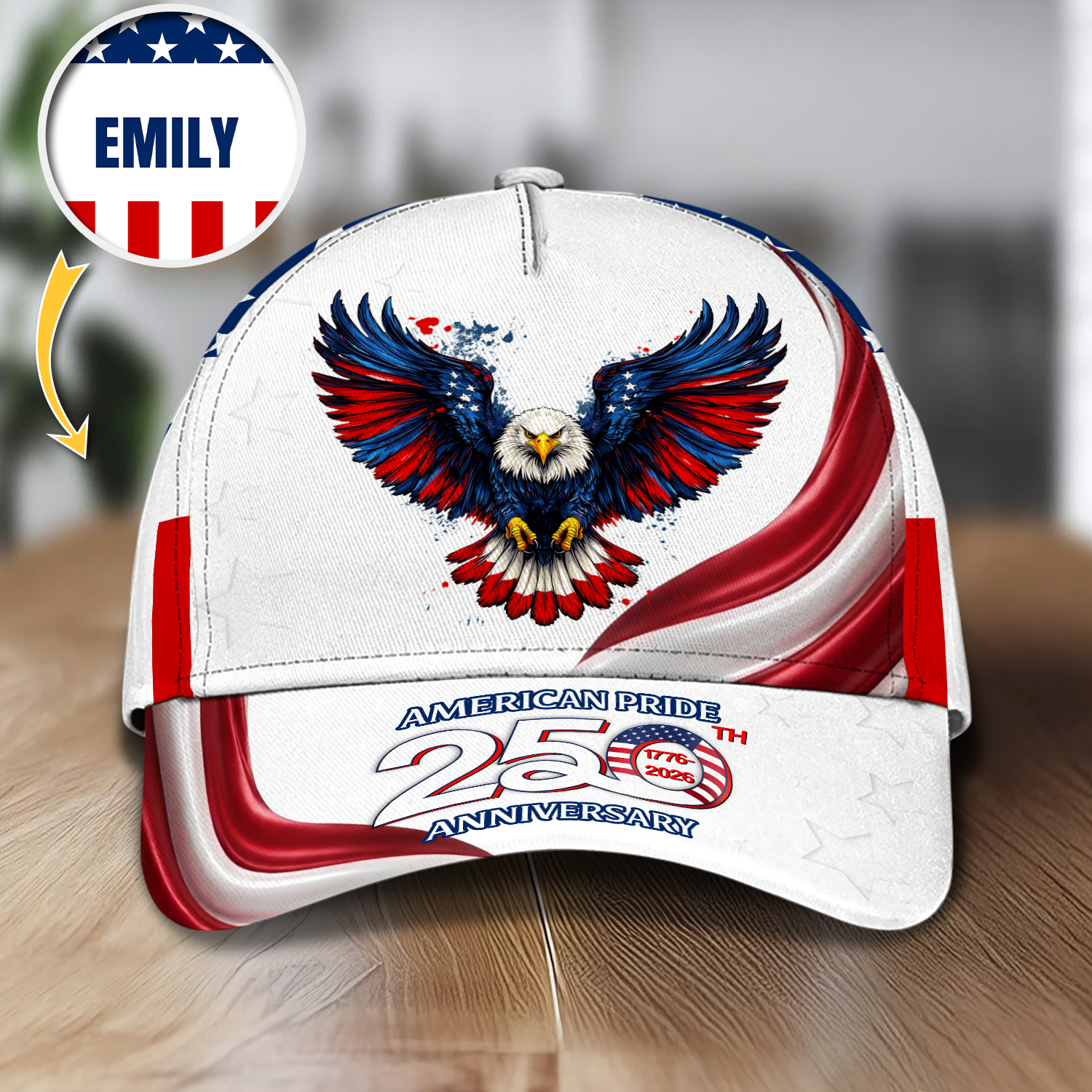 Custom Name American Pride Patriotic 250th Anniversary Eagle Classic Cap HA75 921144