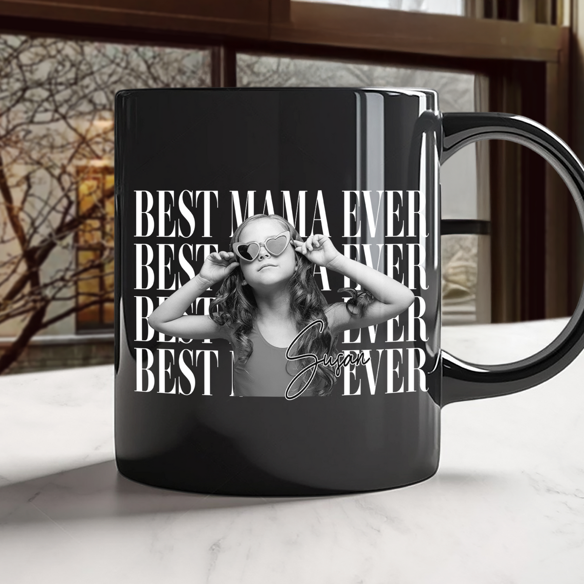 Personalized Vintage Photo Best Dad Mom Ever Black Mug - Father’s Day Gift LM32 669055