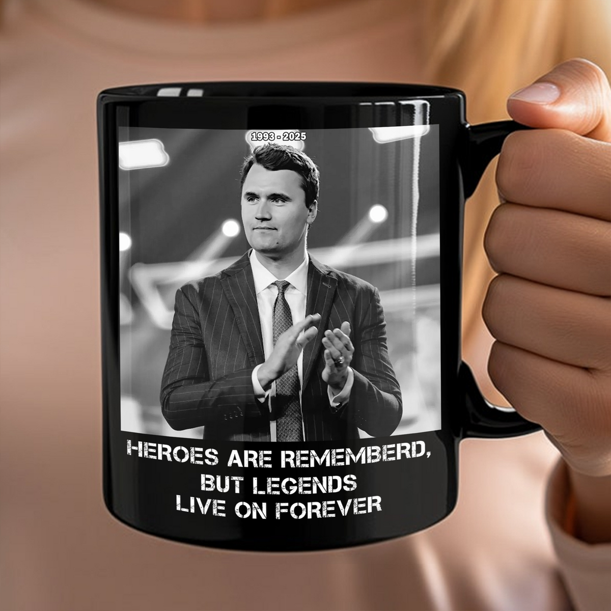 Pray For Charlie Kirk - Legends Live On Forever Black Mug LM32 65407