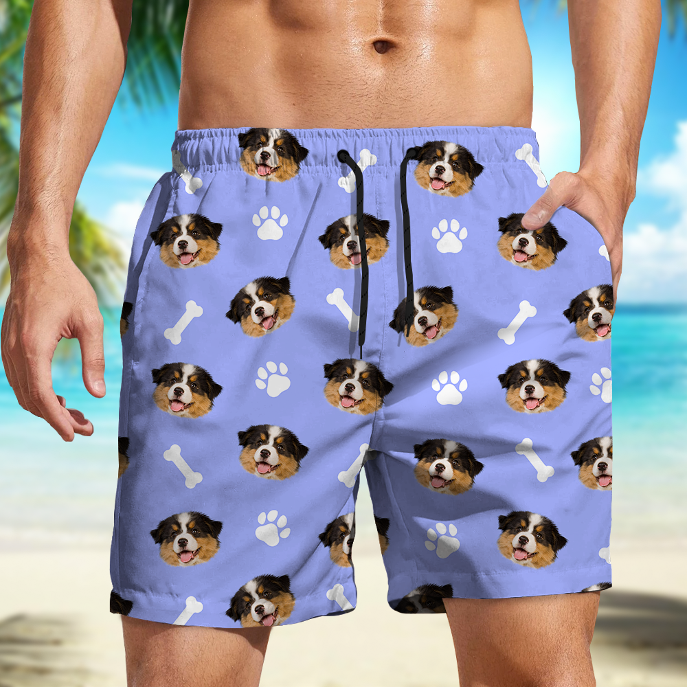 Custom Photo Face Dog With Bone Beach Short TH10 892763
