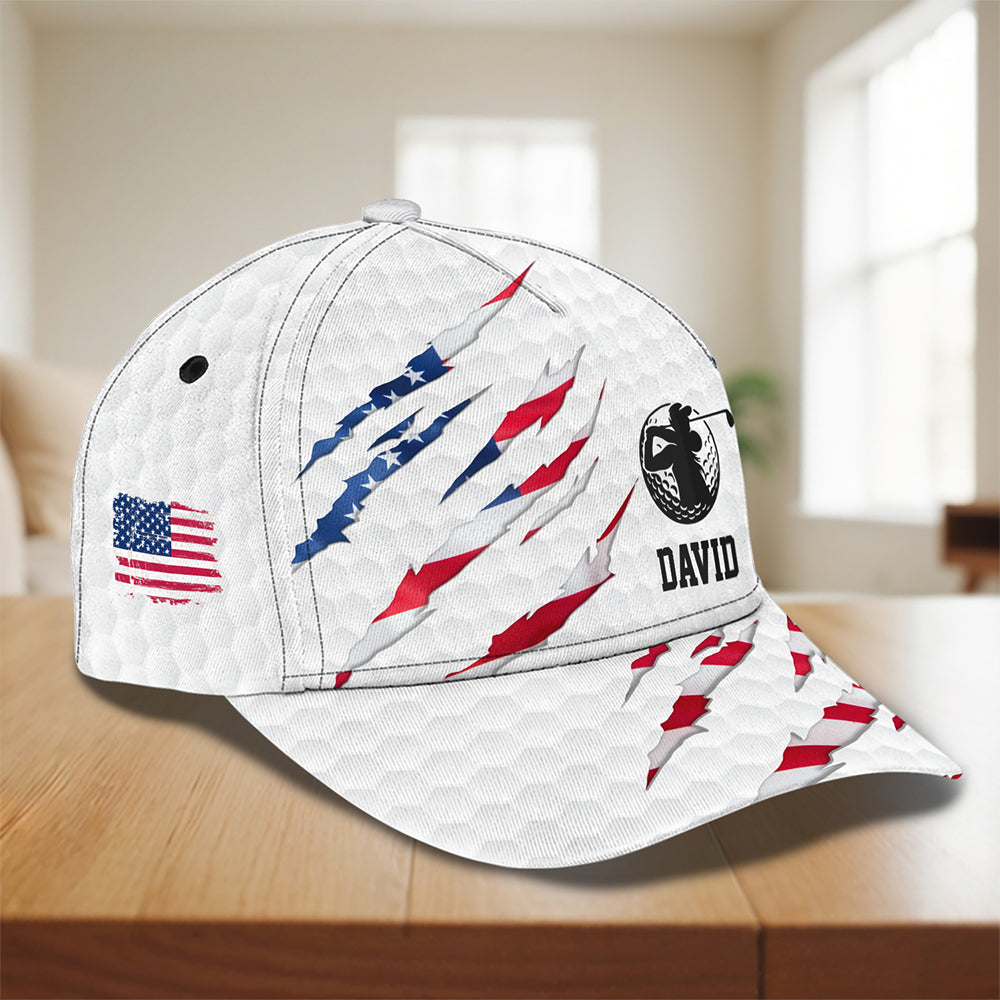 Personalized Golf Ball Pattern America Flag Classic Cap Gift For Golfer, Golf Lovers HA75 921152