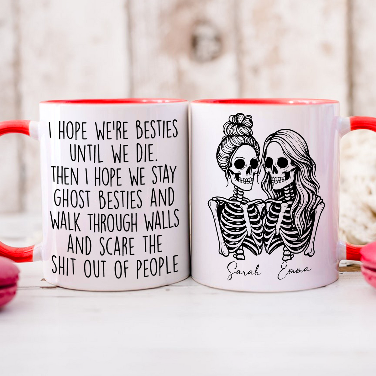Custom Name Skeleton Bestie Mug – Personalized Halloween Gift for Best Friends HO82 903186