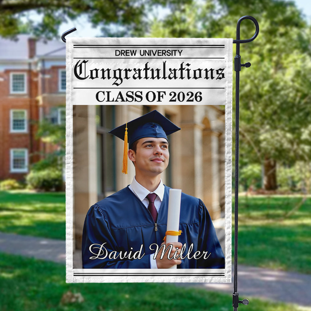 Custom Photo Newspaper Styles Class Of 2026 Garden Flag Graduation Party Decor CH07 910716