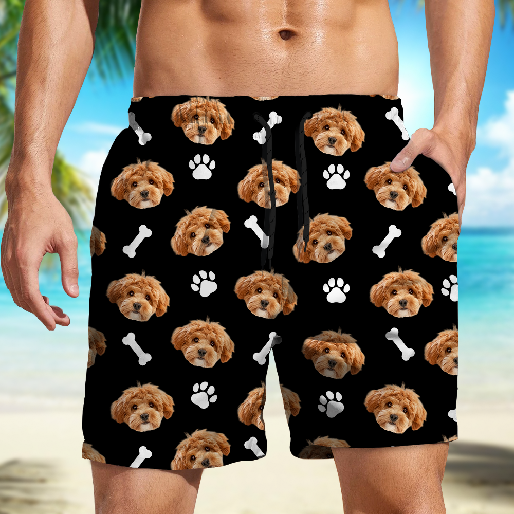 Custom Photo Face Dog With Bone Beach Short TH10 892763