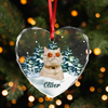 Custom Photo Cat Heart Shaped Glass Ornament For Christmas HA75 897242
