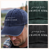 Pray for Charlie Kirk Washed Denim Baseball Cap LM32 65539