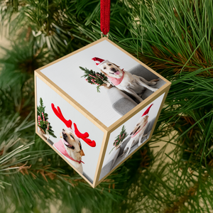 Custom Dog Photo Merry Christmas Cube Ornament For Dog Lover TH10 894523
