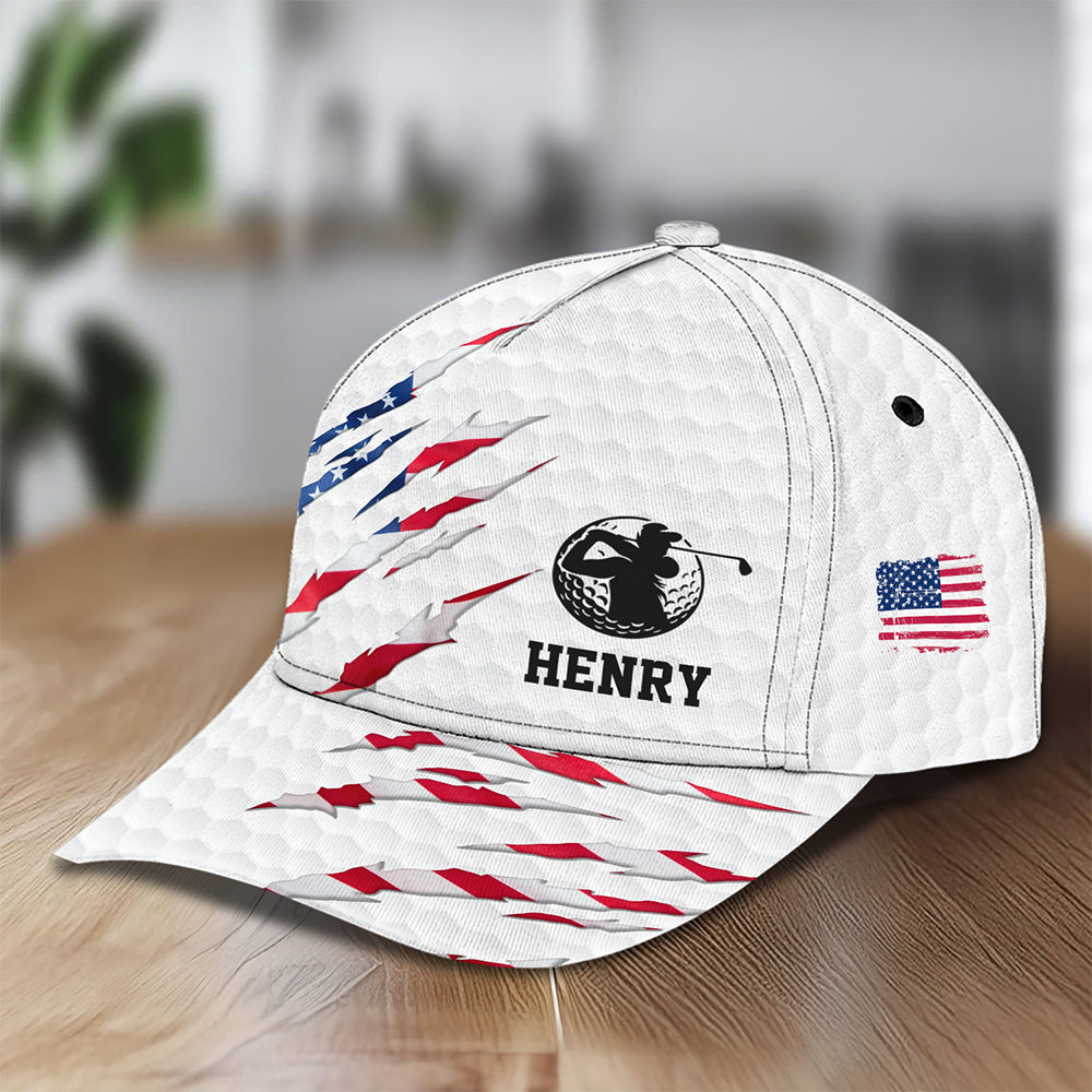 Personalized Golf Ball Pattern America Flag Classic Cap Gift For Golfer, Golf Lovers HA75 921152