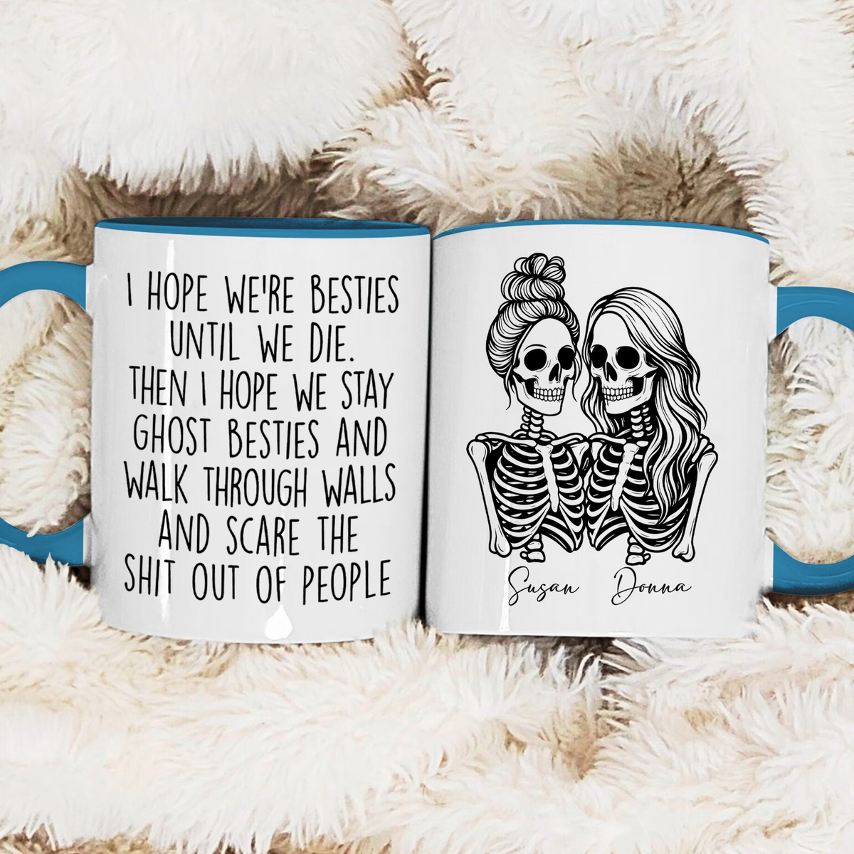 Custom Name Skeleton Bestie Mug – Personalized Halloween Gift for Best Friends HO82 903186