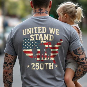 United We Stand 250th Anniversary USA Veteran Back Side Dark Shirt HA75 897304