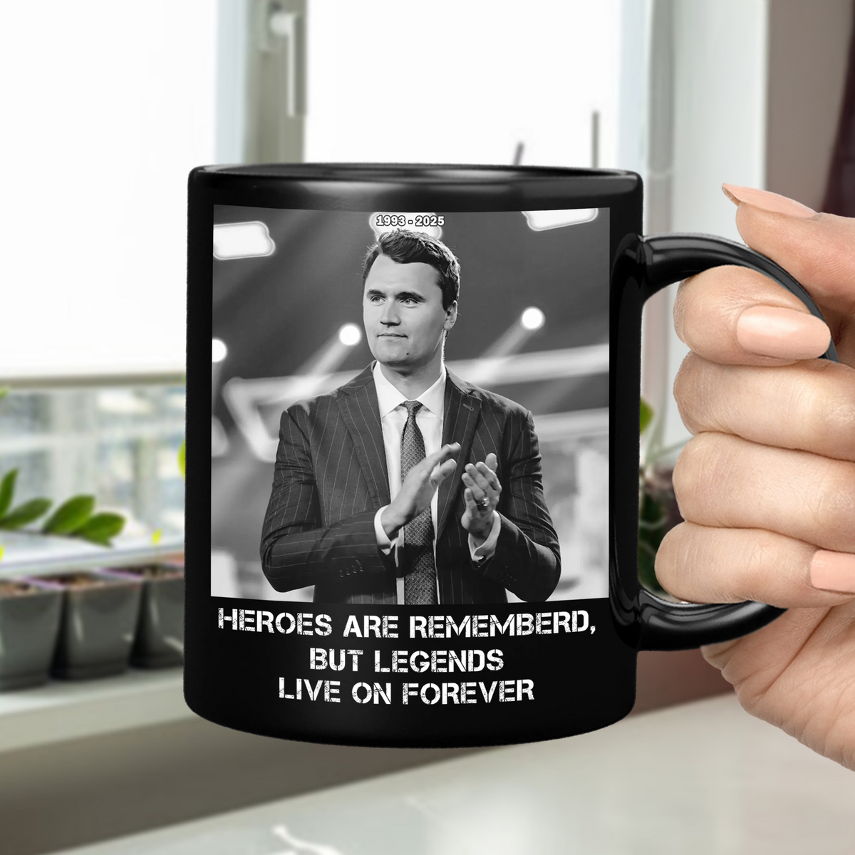 Pray For Charlie Kirk - Legends Live On Forever Black Mug LM32 65407