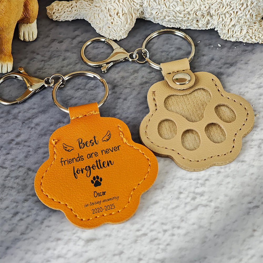 Custom Name Best Friends Are Never Forgotten Leather Paw Keychain LM32 895737