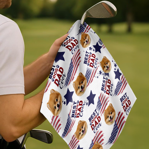 Custom Photo Best Dog Dad, Mom Ever USA Flag Dog, Cat Golf Towel LM32 893641