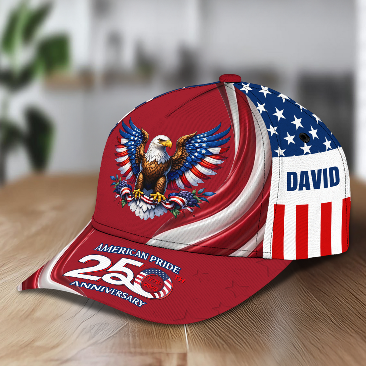 Custom Name American Pride Patriotic 250th Anniversary Eagle Classic Cap HA75 921144