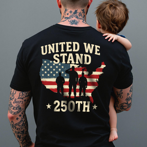 United We Stand 250th Anniversary USA Veteran Back Side Dark Shirt HA75 897304
