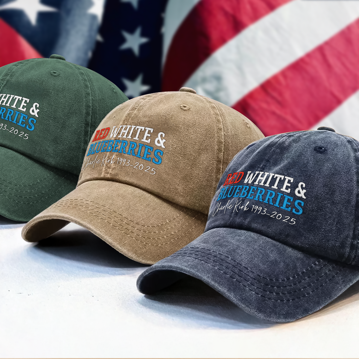 Red, White & Blueberries Charlie Kirk Embroidered Baseball Cap LM32 65747