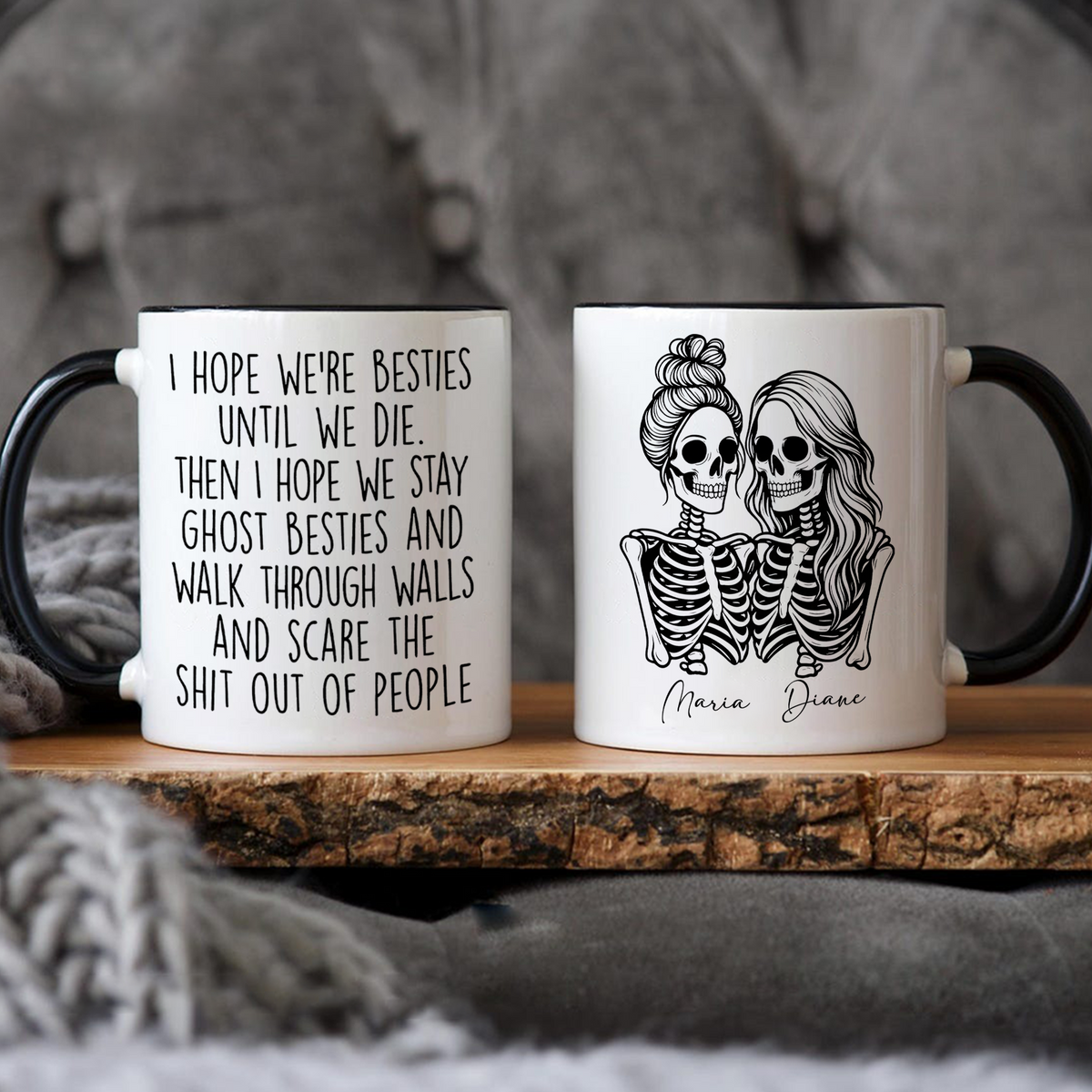 Custom Name Skeleton Bestie Mug – Personalized Halloween Gift for Best Friends HO82 903186
