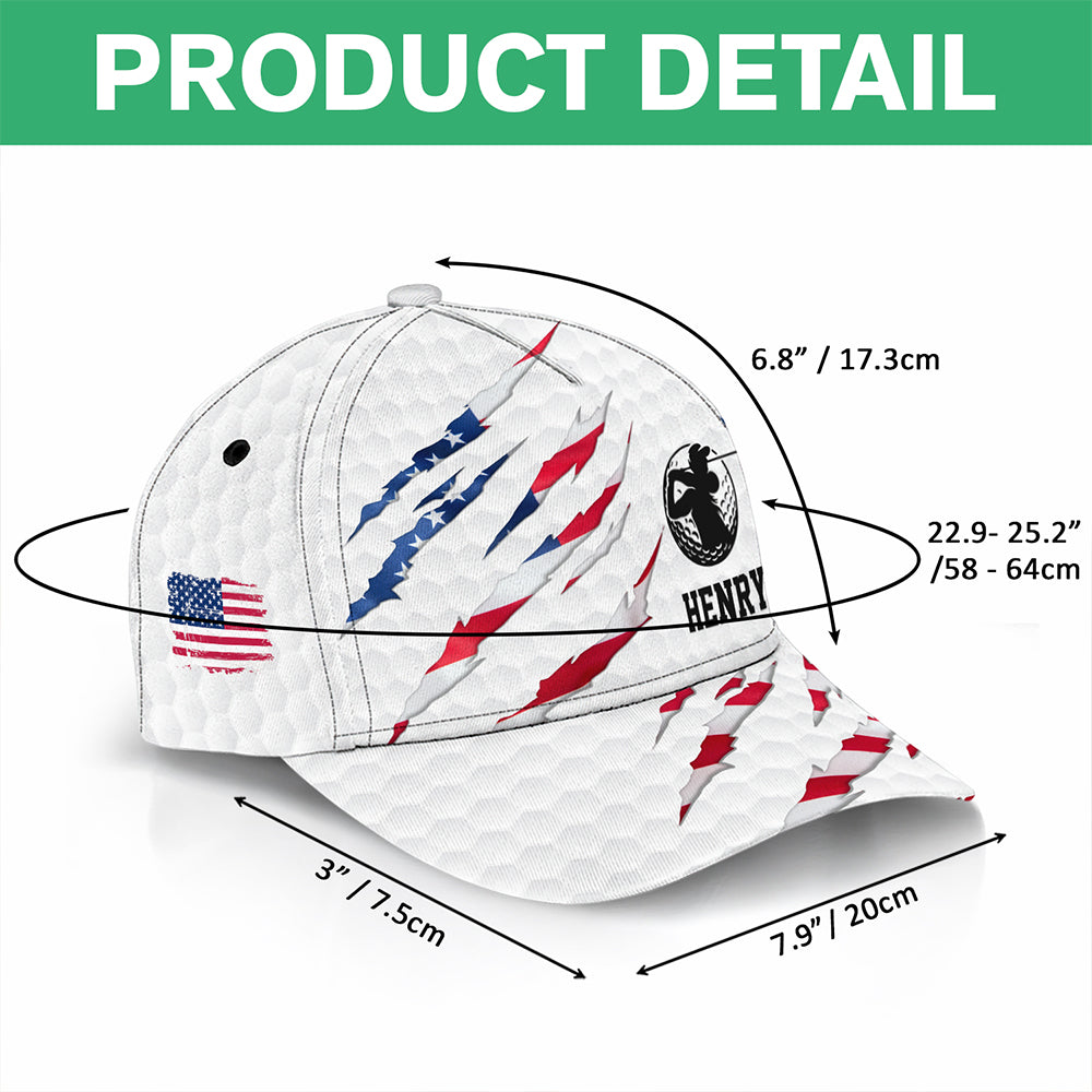 Personalized Golf Ball Pattern America Flag Classic Cap Gift For Golfer, Golf Lovers HA75 921152
