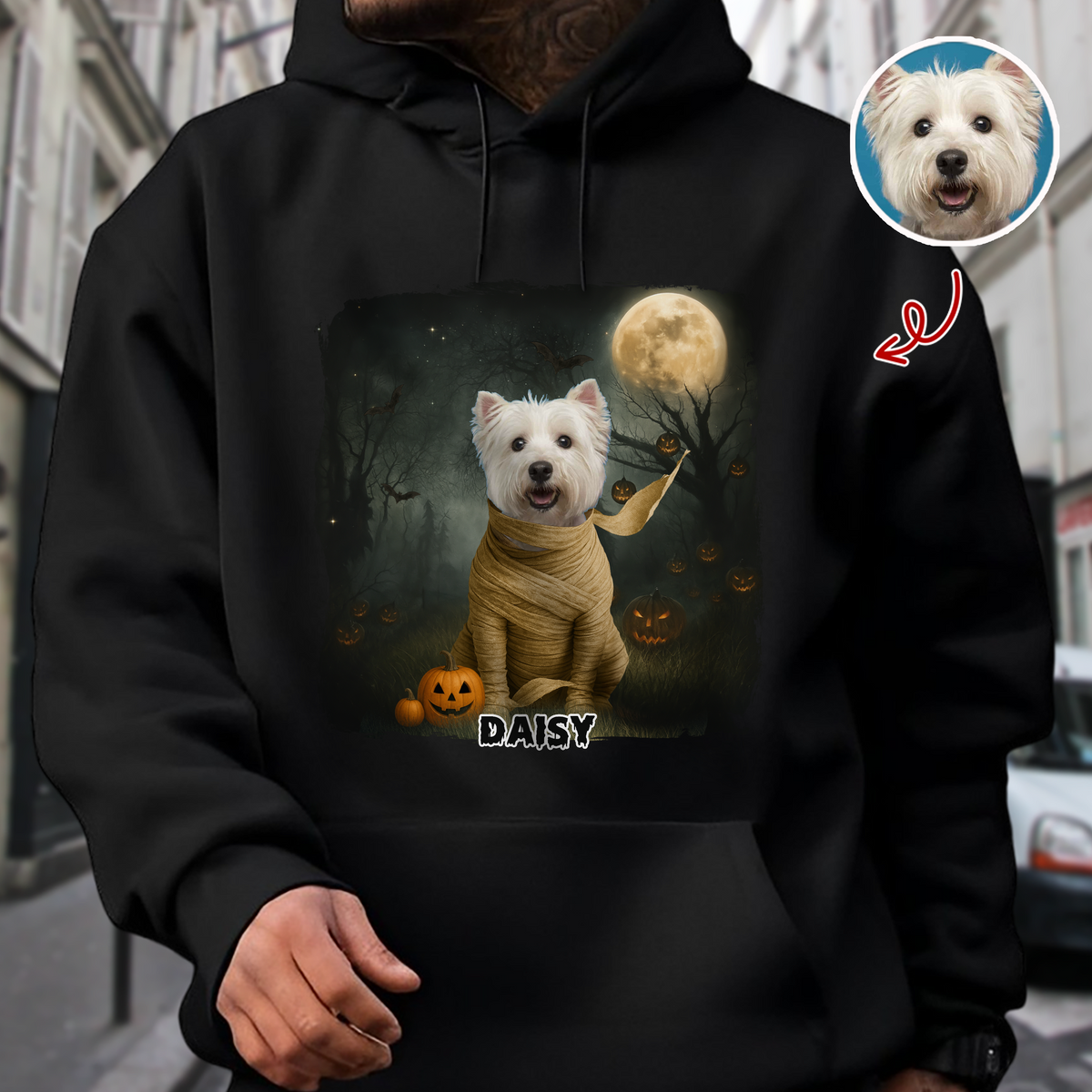 Halloween Cute Peeking Dog On Moon Light Personalized Dark Shirt CH07 899440