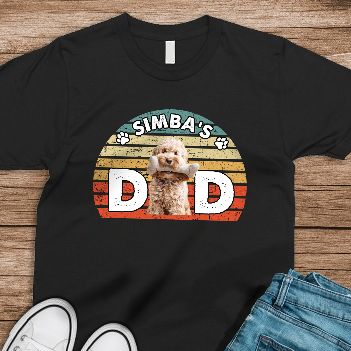 Custom Photo Dog Dad Mom Retro Dark Shirt For Dog Lovers CH07 895868
