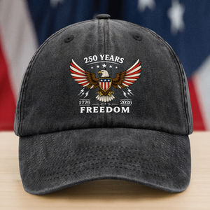America 250th Anniversary 1776 - 2026 250 Years of Freedom Washed Denim Baseball Cap CH07 899776