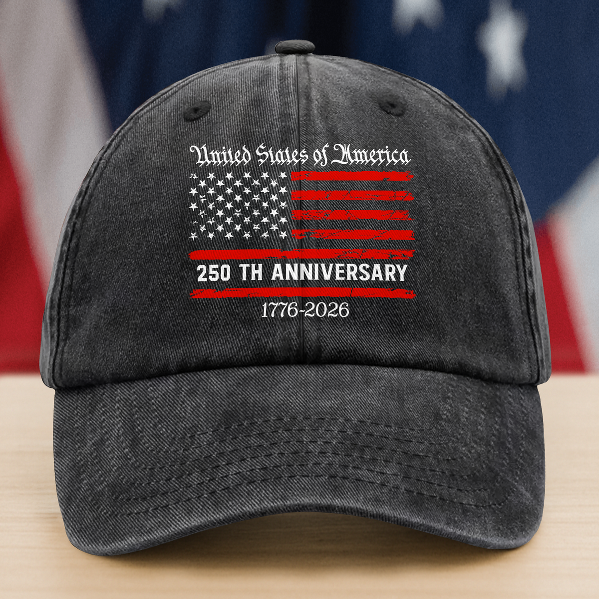 America 250th Anniversary Semiquincentennial Washed Denim Baseball Cap HO82 900108
