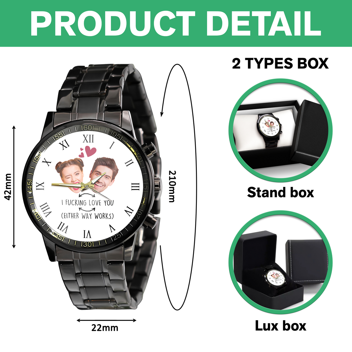 Custom Photo Face Tattoo Couple - Personalized Photo Men's Wrist Watch HO82 893796