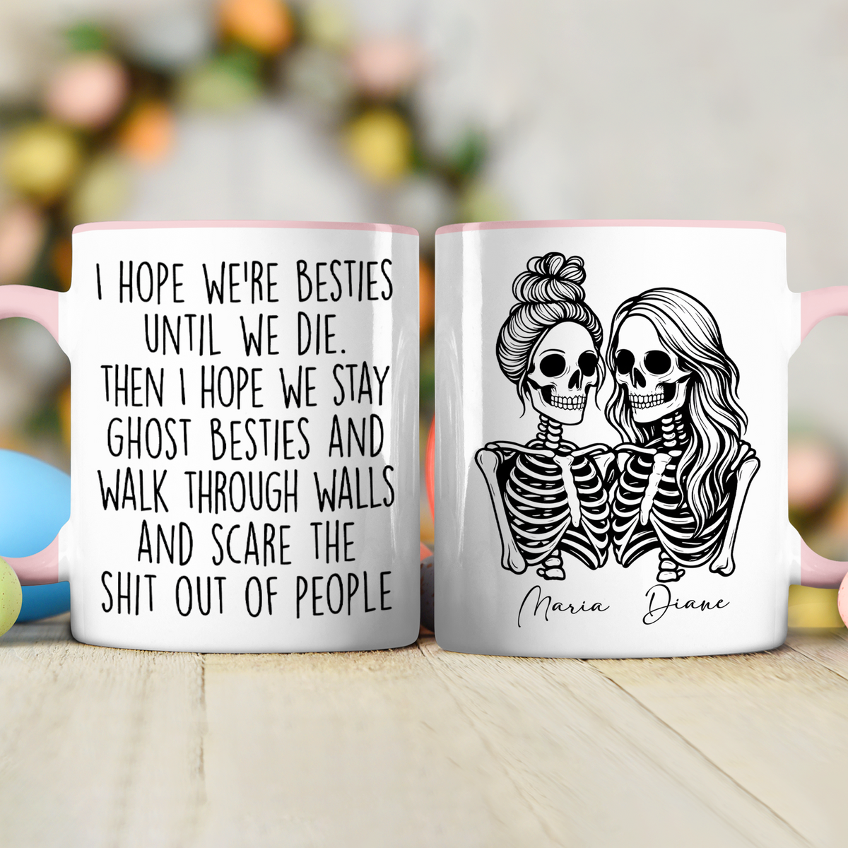 Custom Name Skeleton Bestie Mug – Personalized Halloween Gift for Best Friends HO82 903186
