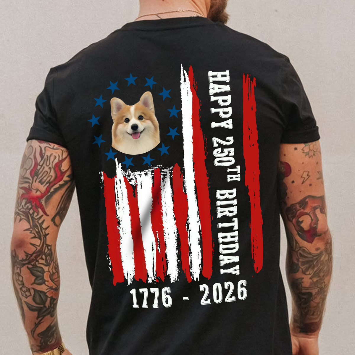 Custom Dog Photo Happy 250 Years Of Freedom Patriot Backside Shirt LM32 895217
