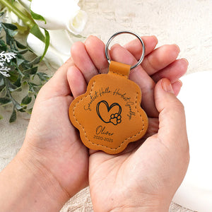 Custom Name Sweetest Hello Hardest Goodbye Leather Paw Keychain LM32 895735
